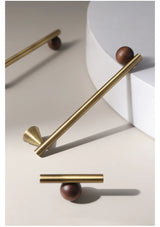 Valnora WoodLine Möbelgriff & Knopf – Bronze-Messing Look mit Walnussholz Akzent (128 mm)