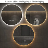 40/50/60CM Runder Smart Hotel Schlafzimmer Anti-Beschlag Dekorativer Spiegel LED Badezimmerspiegel 3 Farbe Einstellbar