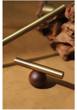 Valnora WoodLine Möbelgriff & Knopf – Bronze-Messing Look mit Walnussholz Akzent (128 mm)