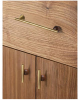 Valnora WoodLine Möbelgriff & Knopf – Bronze-Messing Look mit Walnussholz Akzent (128 mm)