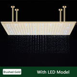 LED-Regenduschkopf mit temperaturempfindlichen Farben – Deckenmontage | 4 Montagearme | Quadratisch | Chrom / Schwarz / Gebürstetes Nickel
