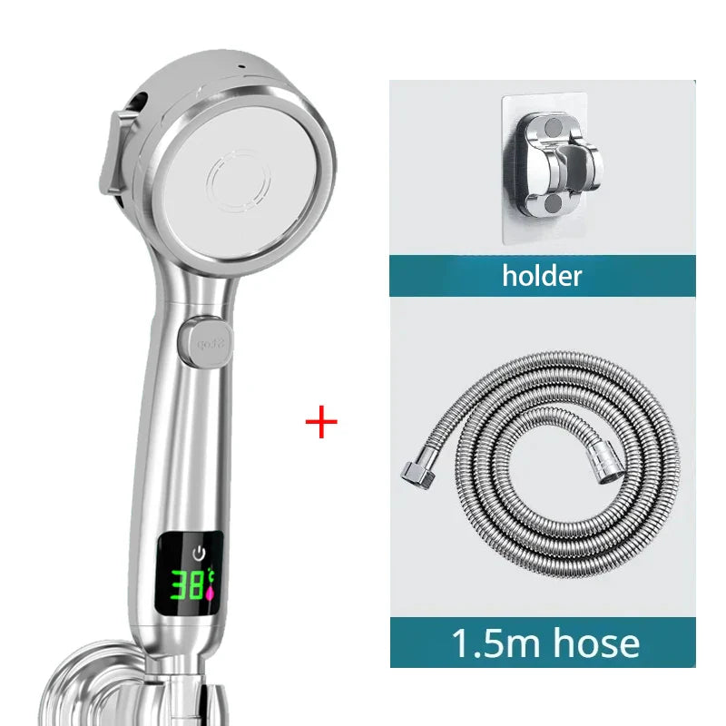 LED-Duschkopf mit digitaler Temperaturanzeige | Hoher Druck & Wassersparend