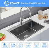 Schwarze Küchenspüle – Einzelbecken | Aufsatzmontage | Edelstahl 304 | 9 Zoll tief