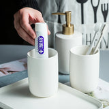 ScandiLuxe Skandinavisches Badezimmer-Set – 4-teiliges Keramik-Waschset mit Zahnputzbecher
