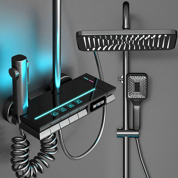 AquaLumen Luxus-LED-Duschpaneel mit Digitalanzeige