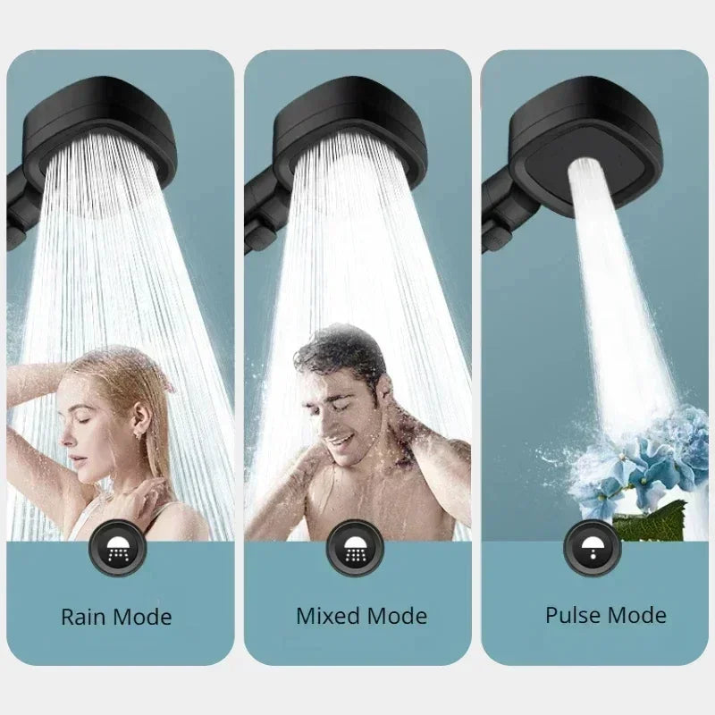 Duschkopf mit 3 Positionen | Hoher Druck | Wassersparend | Chrom-Finish