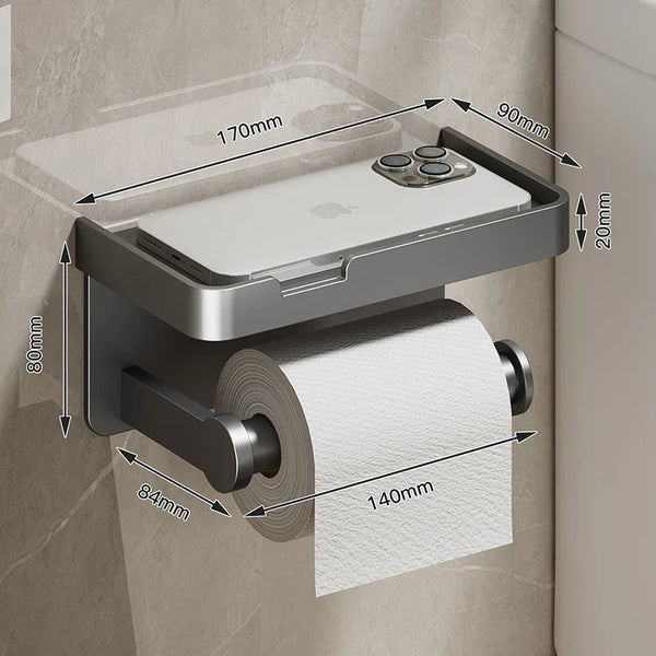 SmartHold Luxe – Toilettenpapierhalter aus Aluminium mit Telefonablage