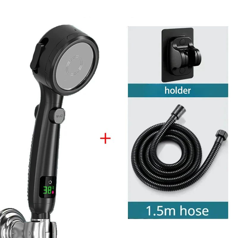 LED-Duschkopf mit digitaler Temperaturanzeige | Hoher Druck & Wassersparend