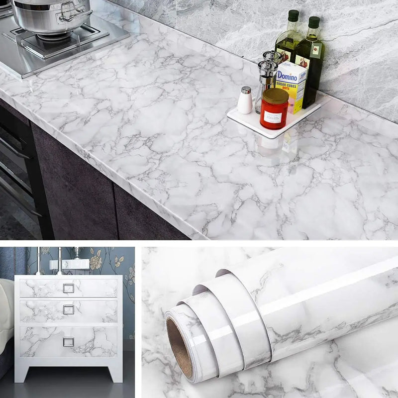 MarbleShield – Luxus Marmor-Selbstklebefolie für Küche & Möbel
