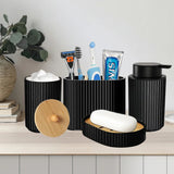 NoirLuxe Badezimmer Set – Schwarzes Badezimmer-Accessoire-Set mit Seifenspender & Zahnbürstenhalter