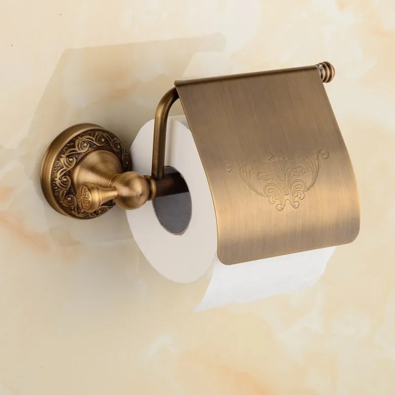 RetroRoll Schwarzer Toilettenpapierhalter im Antik-Look – Schmiedeeisenoptik mit kunstvoller Gravur