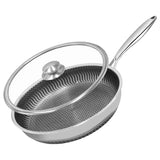 ChefMaster – Edelstahl Antihaft-Bratpfanne mit Honigwabenstruktur & Glasdeckel