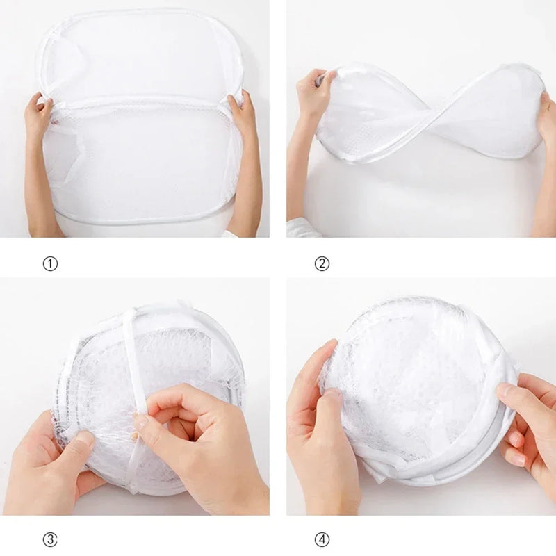 AirFold Wäschekorb – Großer Faltbarer Mesh-Wäschekorb mit Belüftung & Seitentasche