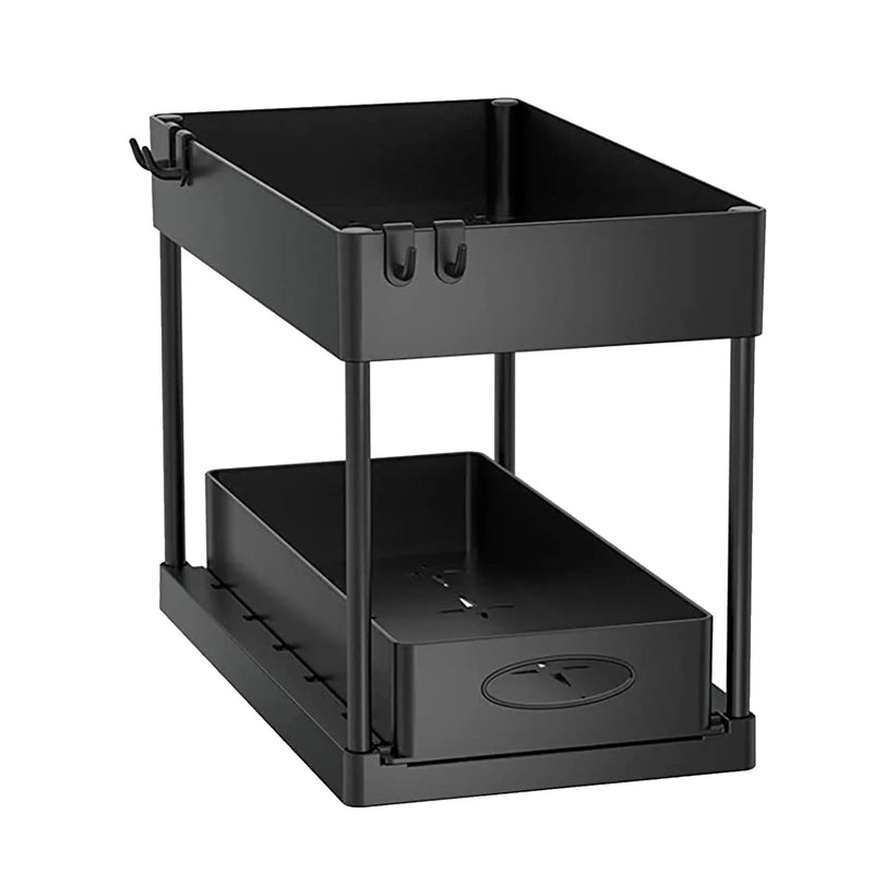 SlideEase 2-stufiger Organizer – Ausziehbarer Untergiebel-Organizer mit Korb, Haken und Bechersystem