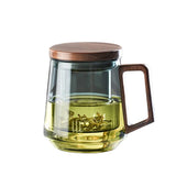 TeeMoment Aufgussbecher – 500-ml-Teeglas mit Sieb & Deckel | Hitzebeständiges Borosilikatglas mit Holzgriff | Für Losen Tee & Kaffee