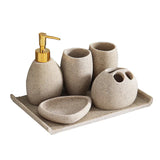 NordicResin Luxus Badezimmer Set – Lotionflasche, Seifenschale, Mundspülbecher & Zahnbürstenhalter