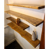 TimberEdge Massivholz Floating Regal – Rustikales Live Edge Wandboard mit Montageset