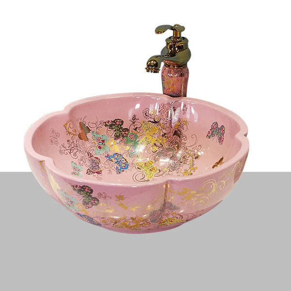 Handbemaltes Keramikwaschbecken | Rund | 9L