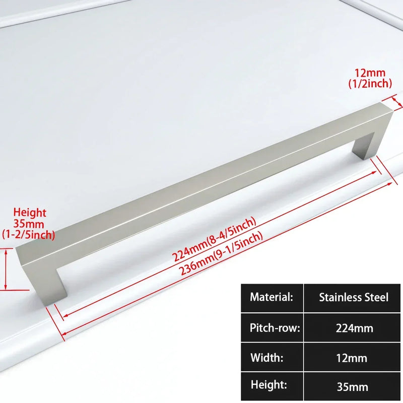 Zwart Vierkant Meubelhandvat – Aluminiumlegering | Verschillende Maten | Inclusief Schroeven