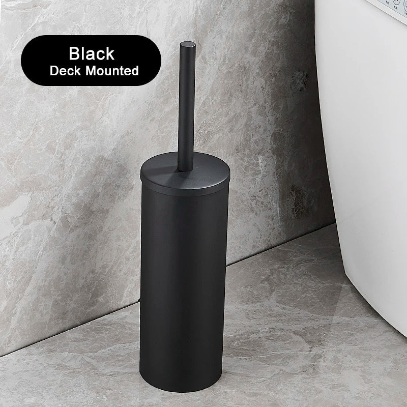 SteelClean Luxus-Toilettenbürste mit Wandhalterung – Schwarzes Edelstahldesign