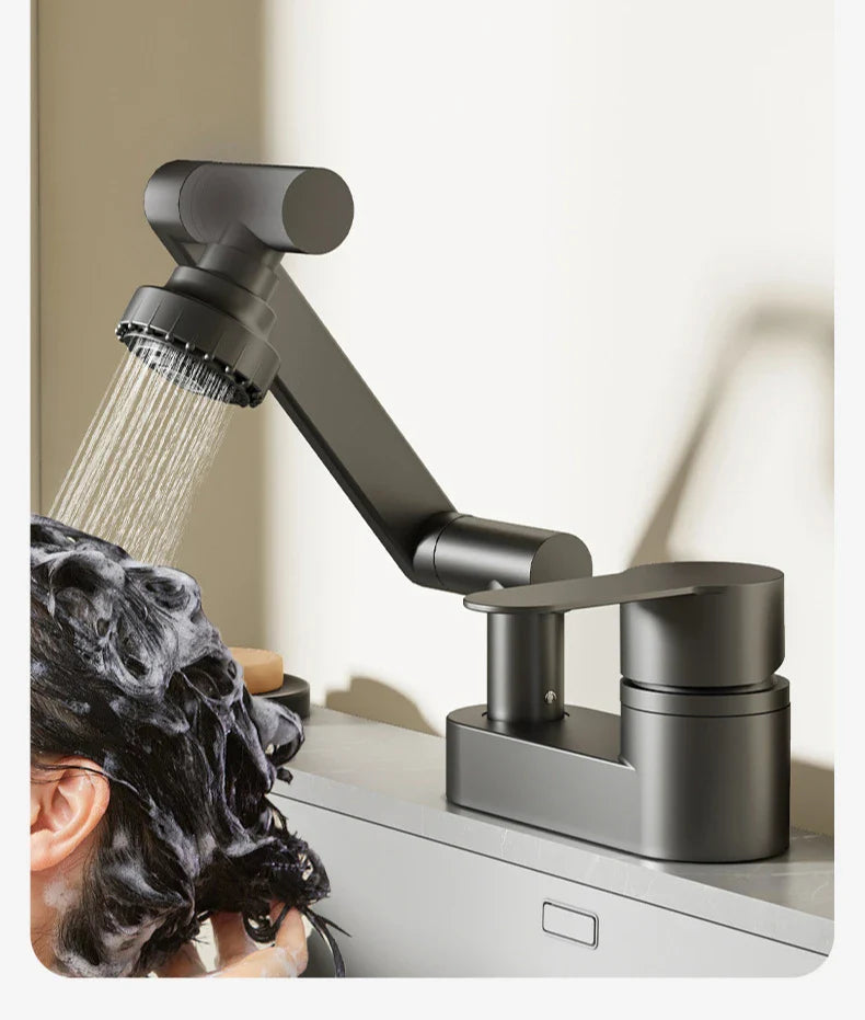 Aqua Twist Duo-Flex Waschtischarmatur – 360° drehbarer Zweilochhahn für Warm- und Kaltwasser