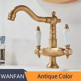 Antiker Messing-Wasserhahn im Industriestil, Einloch-Doppelgriff