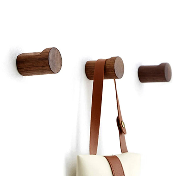 Nurlin Minimalistischer Wandhaken aus Buchen- & Schwarznussholz