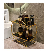 AureliaTower Premium 2-Stöckiger Bad- & Kosmetik-Organizer – Gold/Schwarz Parfüm & Make-up Regal mit Marmor-Optik