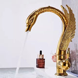 Elegante Waschtischarmatur in Schwanenform mit Wasserfallauslauf aus Messing