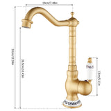 Küchenarmatur aus antikem Messing mit Keramikgriff - 360° drehbar | Traditionelles Design