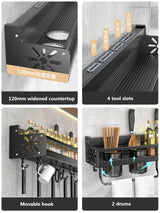 Metalen Keukenwandplank – Zelfklevend & Schroefbaar | Antislip Golfpatroon | Inclusief Montageaccessoires