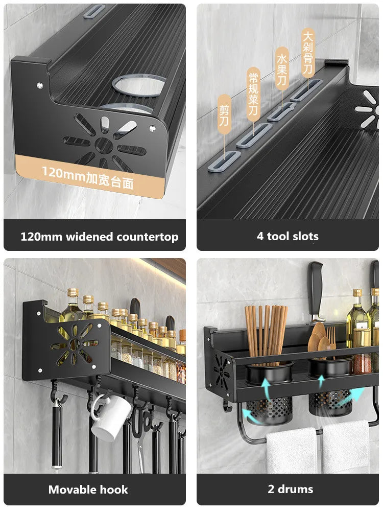 Metalen Keukenwandplank – Zelfklevend & Schroefbaar | Antislip Golfpatroon | Inclusief Montageaccessoires