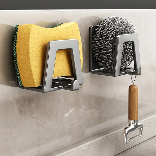 GripSteel – Edelstahl Schwammhalter & Selbstklebender Wandorganizer