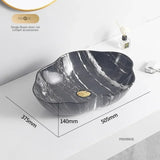 Ovales Keramikwaschbecken mit Marmormuster – Tischmodell | Leichtes Luxusdesign | 12L