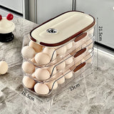 FrischeEi Rollender Eierhalter – Mehrstufiger Eierorganizer für Kühlschrank | Automatischer Eier-Spender | Stapelbare Eieraufbewahrung