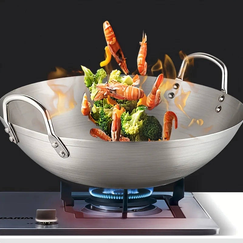 ChefMaster – Großer Edelstahl-Wok mit Doppelgriffen