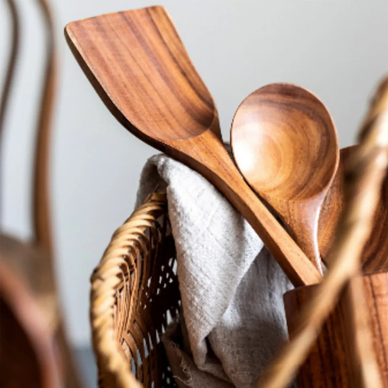 EcoWood – Luxuriöses Kochgeschirr-Set aus Holz mit Aufbewahrungseimer