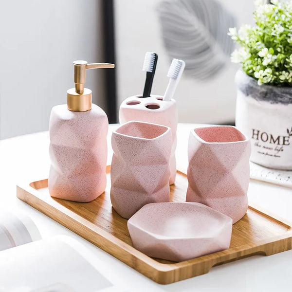 Badezimmer-Zubehörset aus Keramik | Skandinavischer Stil