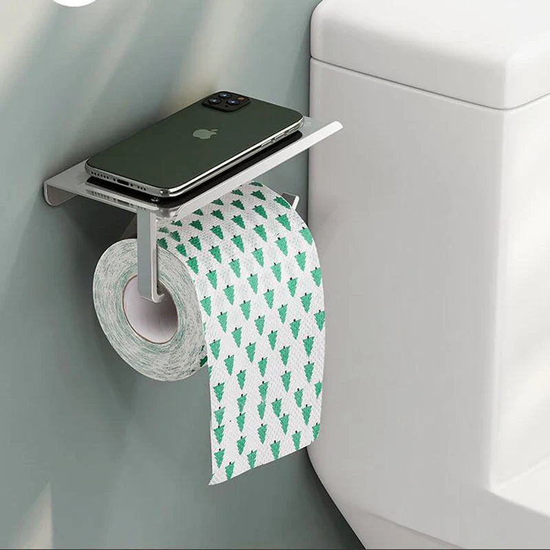SmartHold Luxe – Toilettenpapierhalter aus Aluminium mit Telefonablage