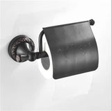 RetroRoll Schwarzer Toilettenpapierhalter im Antik-Look – Schmiedeeisenoptik mit kunstvoller Gravur