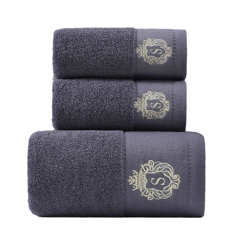3-teiliges Luxus-Handtuchset | 100 % gekämmte Baumwolle | Jacquard-Stickerei