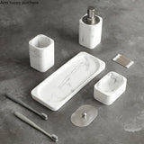 Vierteiliges Badezimmer-Accessoire-Set – Marmoroptik