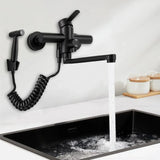 AquaFlex Wandarmatur mit Seitensprühkopf – 360° Drehbarer Küchenhahn aus Gebürstetem Edelstahl