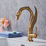 Elegante Waschtischarmatur in Schwanenform mit Wasserfallauslauf aus Messing