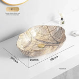 Ovales Keramikwaschbecken mit Marmormuster – Tischmodell | Leichtes Luxusdesign | 12L