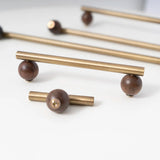 Valnora WoodLine Möbelgriff & Knopf – Bronze-Messing Look mit Walnussholz Akzent (128 mm)