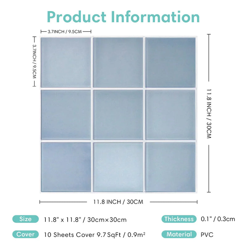 Selbstklebende 3D-PVC-Wandfliesen | Matt | Wasser- und hitzebeständig | 30 x 30 cm | 10 Blatt