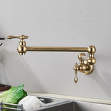 Wandmontierte Küchenspültischarmatur Gebürstetes Gold – Kaltwasserhahn | Schwenkbarer Auslauf | Platzsparendes Design