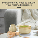ZenTee Matcha-Zeremonienset – Traditionelles Matcha-Teeset aus Keramik und Bambus | Authentischer Teegenuss | 4-teiliges Matcha-Zubehör