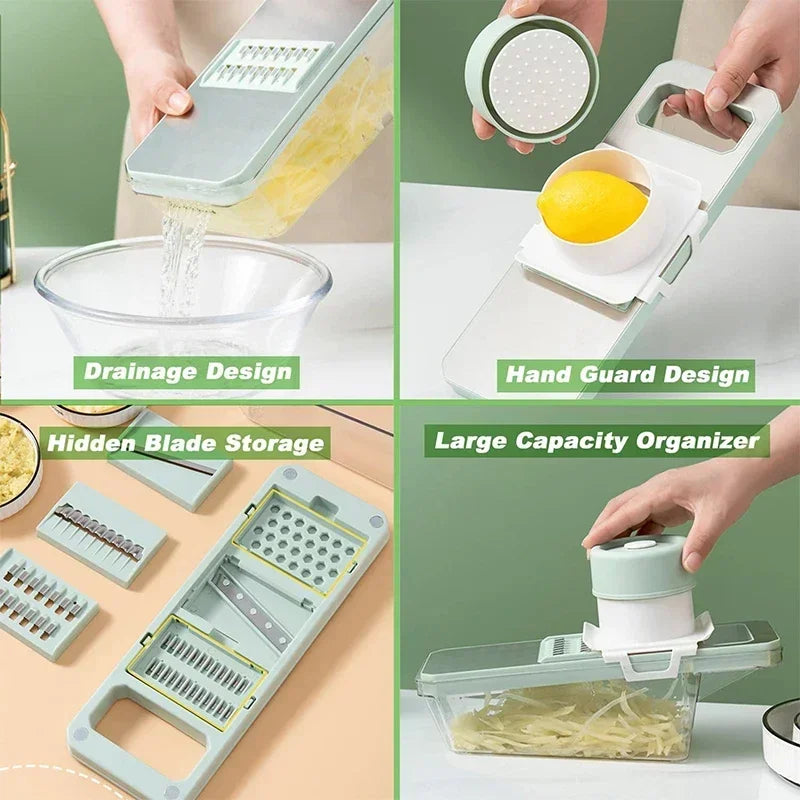 SliceMaster – 6-in-1 Groentesnijder & Rasp met Verwisselbare RVS Messen